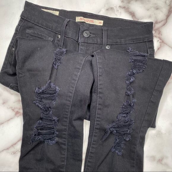 LEVI’S Mile High Super Skinny Black Denim Jeans - Size 26 - Picture 8 of 11